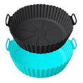 Silicone Air Fryer Liners Compatible with Ninja AF101 4QT AF141 5QT AF150 AF161 XL MAX 5.5QT and Most 3-5QT Air Fryers, Reusable Non-Stick Accessories for Ovens & Microwaves (Brown+Blue)