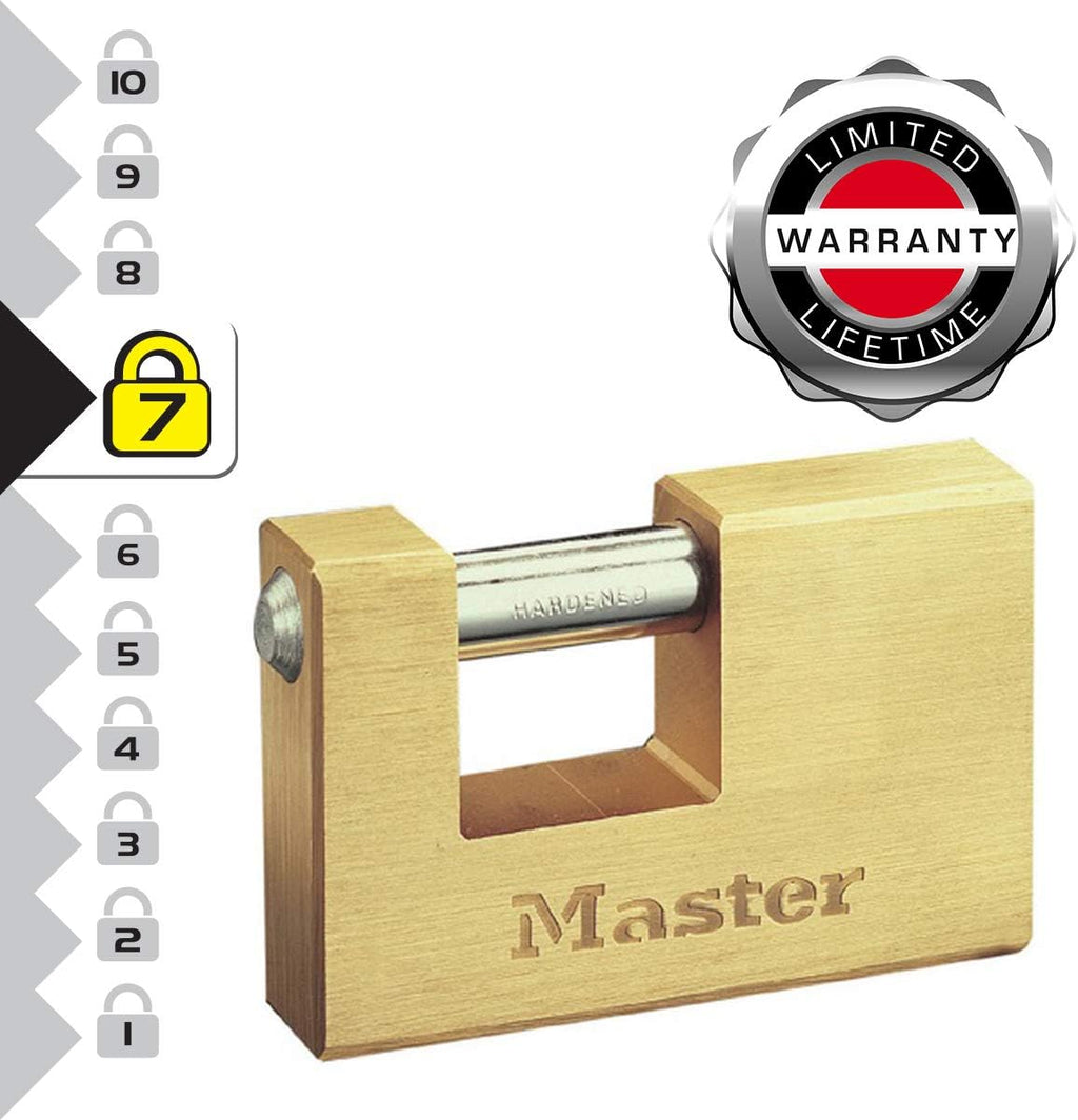 Master Lock 607EURD Rectangular Brass Padlock with Key, Gold, 7,5 x 7,6 x 1,5 cm