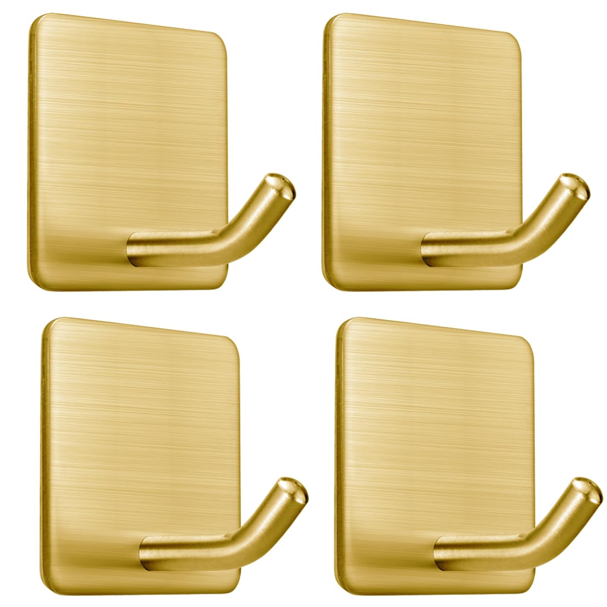 FOTYRIG Adhesive Towel Hooks No Drill Wall Hooks Stick on Wall Hangers Shower Hooks for Inside Shower Bathrooms Kitchen Door Black -4 Packs