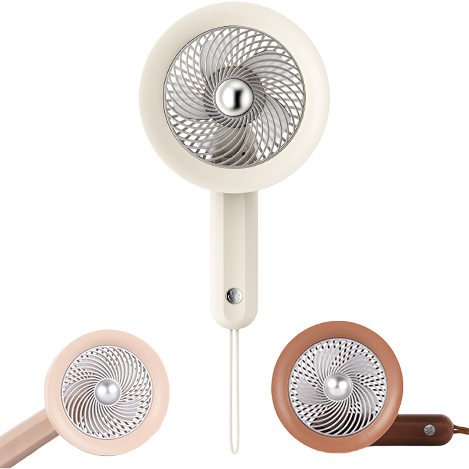 Ericfavre Portable Fan For Travel, 3 IN 1 USB Rechargeable Handheld Mini Fan For Women, Personal Portable Small Fans Foldable Cute Design 6 Speed Wind School Travel Outdoor Summer Gifts (Beige)