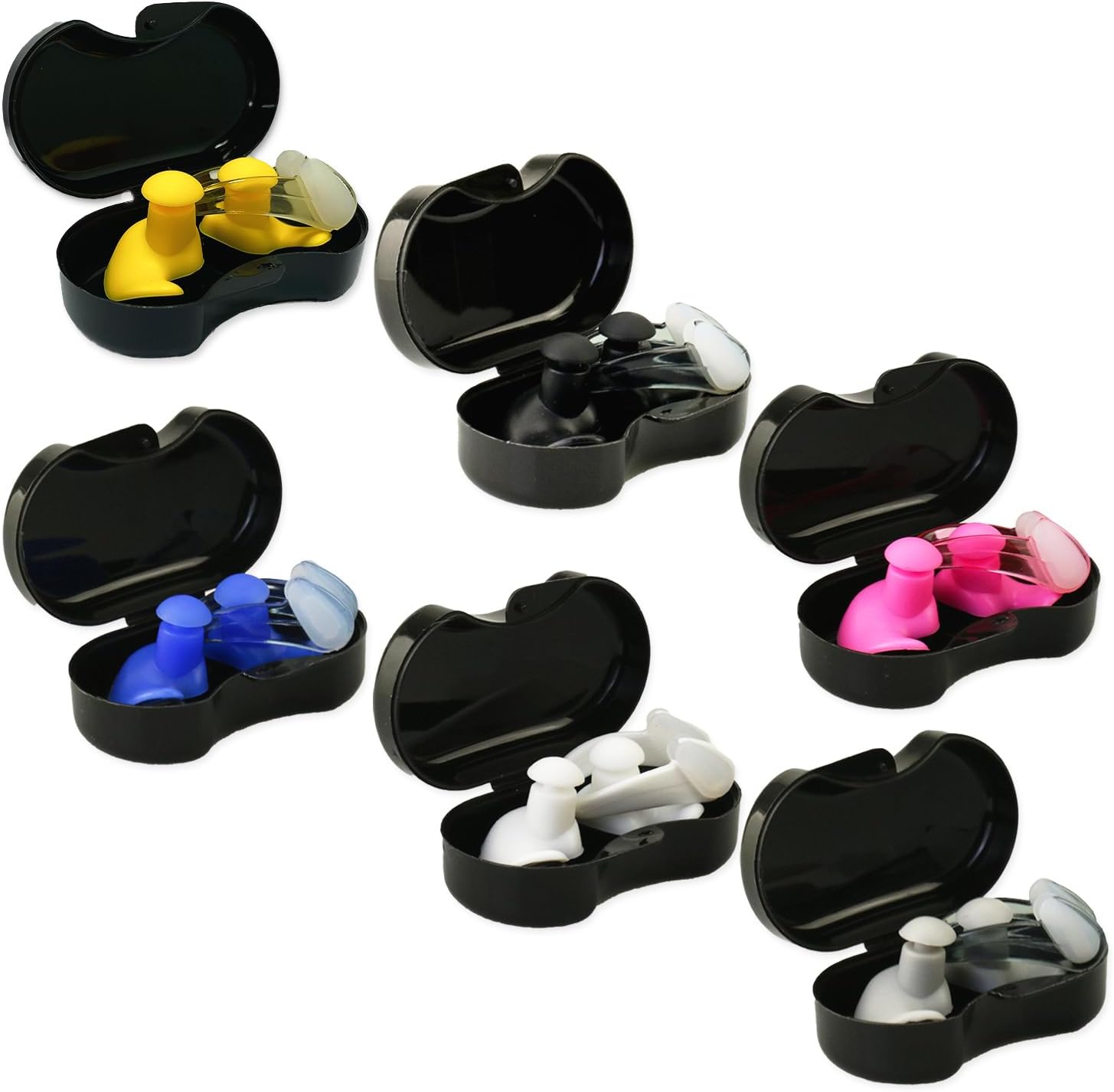 6 Set Swimming Earplugs and Swimming Nose Clips, BOSOIRSOU 6 Pairs Waterproof Silicone Reusable Ear & 6 pcs Nose Protector for Man Woman Swimmers Pool Bath Showering Surfing Kayaking