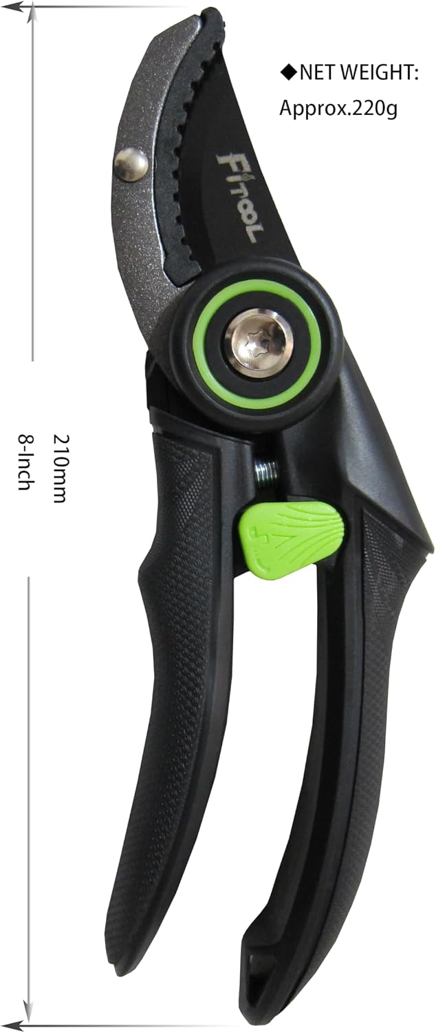 Professional Secateurs, with Super Sharp SK5 Steel Blades, Gardening Hand Clippers Pruners, Garden Trimming Scissors, Pruning Shears 8-Inch (Anvil)