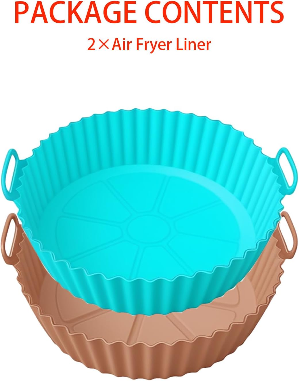 Silicone Air Fryer Liners Compatible with Ninja AF101 4QT AF141 5QT AF150 AF161 XL MAX 5.5QT and Most 3-5QT Air Fryers, Reusable Non-Stick Accessories for Ovens & Microwaves (Brown+Blue)