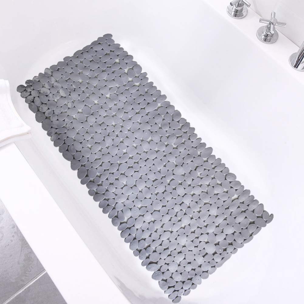 SONGZIMING Pebble Bath Mat for Bathtub to Anti Slip Bathtub Mat in Shower with 16 Inches by 35 Inches (Clear Blue)