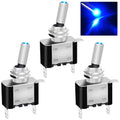 Twidec/3Pcs Rocker Toggle Switch 12V 20A Heavy Duty Racing Car Automotive Auto SPST ON/Off Toggle Switch Blue LED Light Illuminated 3Pin with Blue Waterproof Safety Cover ASW-07DBUBUMZ