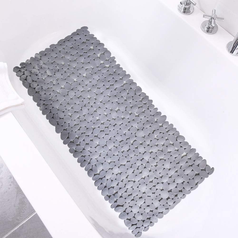 SONGZIMING Pebble Bath Mat for Bathtub to Anti Slip Bathtub Mat in Shower with 16 Inches by 35 Inches (Clear Blue)