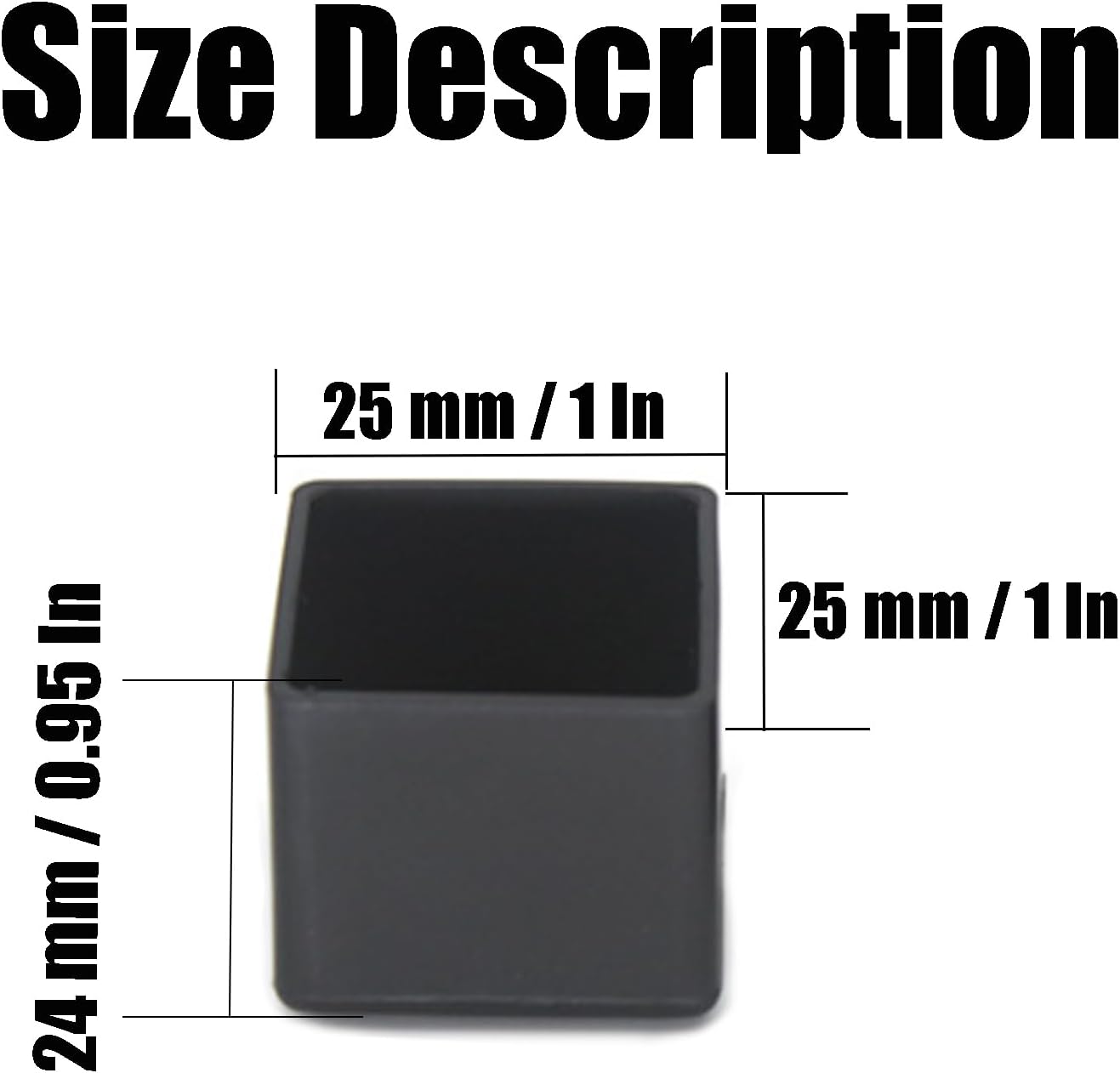 12Pcs 1"x1" (25mmx25mm) Square Rubber Chair Leg Tips Caps, Chair Table Leg Covers Floor Protectors, Chair Leg End Caps for Furniture, Table