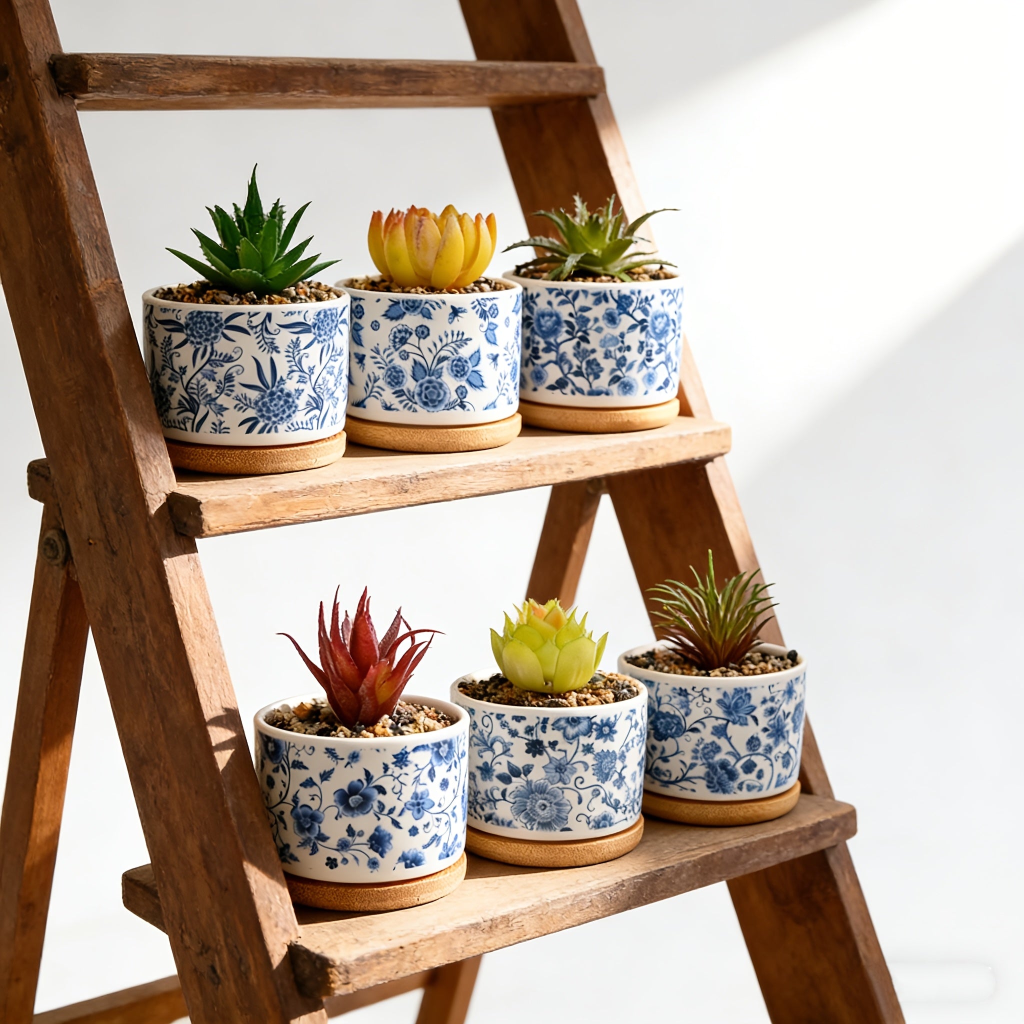 6pcs Creative Vintage And Porcelain Succulent Pot Set. Suitable for Indoor And Outdoor Use, Including Courtyards, Gardens, Offices, Living Rooms, And Cafes, This Decorative Pot Set Features Drainage Holes. Gardening Gift Home Decor
