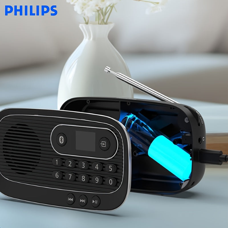 Philips TAR1100 Prenosivi Multifunkcionalni Radio Bežični Zvučnik, Kompatibilan sa FM Radijem, TF Karticom i MP3 Plejerom, Digitalno Ugađanje, Može se Priključiti Žične Slušalice za Slušanje Muzike, Može se Bežično Povezati sa Mobilnim Telefonima i Računa