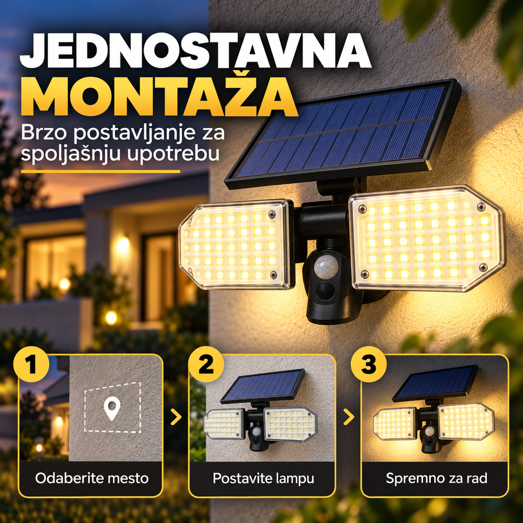 Solarna LED lampa sa senzorom pokreta – spoljna zidna rasveta sa solarnim punjenjem