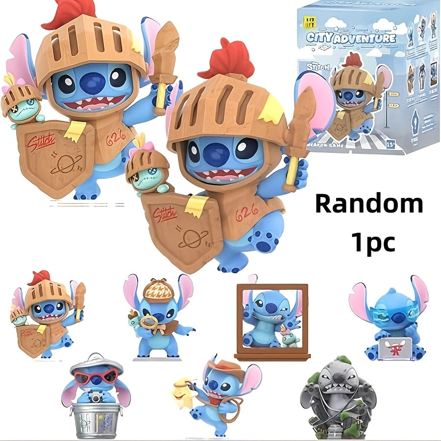 Random 1pc MINISO Stitch City Adventure Series Desktop Ornament Will Be Randomly Included As a Gift. Toy Figurines And Plush Dolls. As a Birthday Present And Suitable As a Holiday Gift Or Home Decoration, Valentine'S Day And Easter Gifts