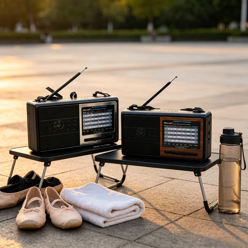 Retro radio sa više frekvencija i teksturom drveta, prijemnik visoke osetljivosti sa teleskopskom antenom, prenosivi uređaj za emitovanje za starije osobe, nasumična boja