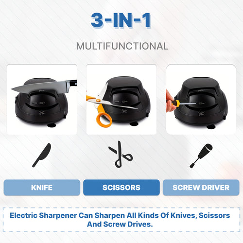3-In-1 Electric Knife Sharpener, Great for Kitchen And Sport Knives, Scissors, Screwdrivers, Retractable Cord, Kitchen Additions