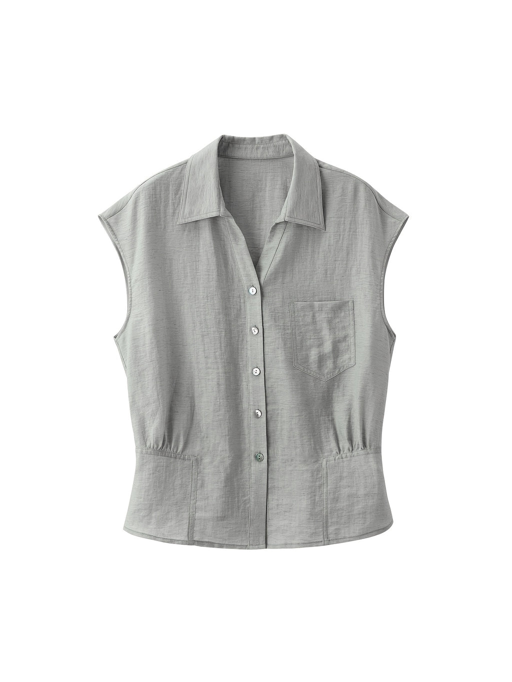 XWI a Summer New Style Women'S Shirt [Three-Quarter Sleeves Light Oxygen Commuting] Daily Commuting Office Wear Spring Summer Women'S New Style Three-Quarter Sleeves Three-Dimensional Lapel Pleated Waist-Cinching Shirt