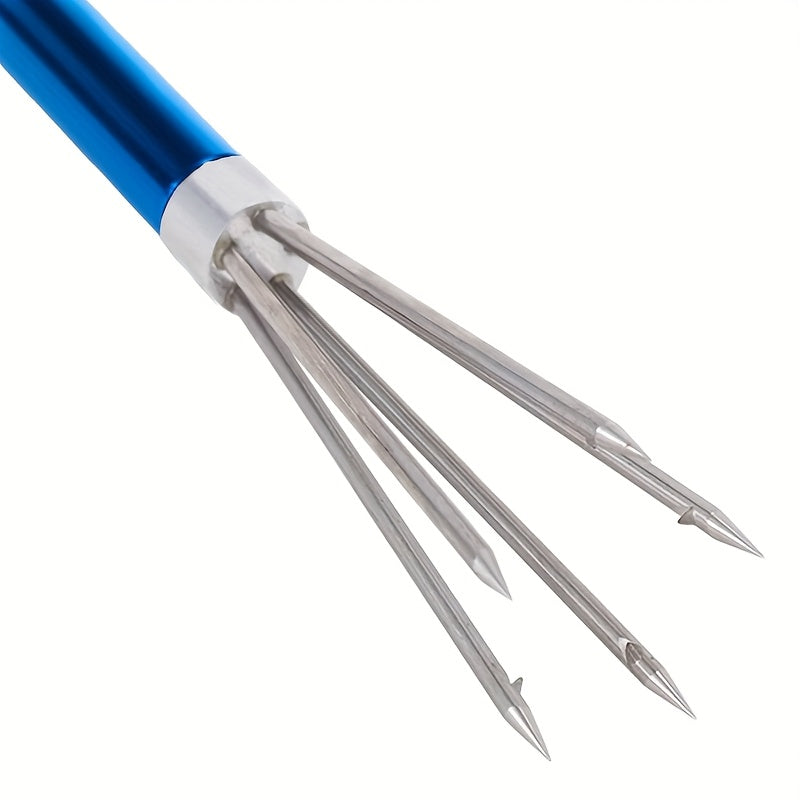 Stainless Steel 5-Prong Fishing Spear with Barbs, 3-Section Portable Multi-Purpose Steel Fork Fishing Spear Gun