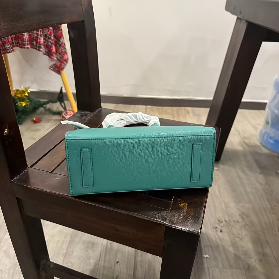 Vintage Large Capacity Second-Layer Handbag with Adjustable Strap & Buckle Closure - Green/// Handbags Suitable for Travel,, Shopping - Dry Only Elegant Handbag