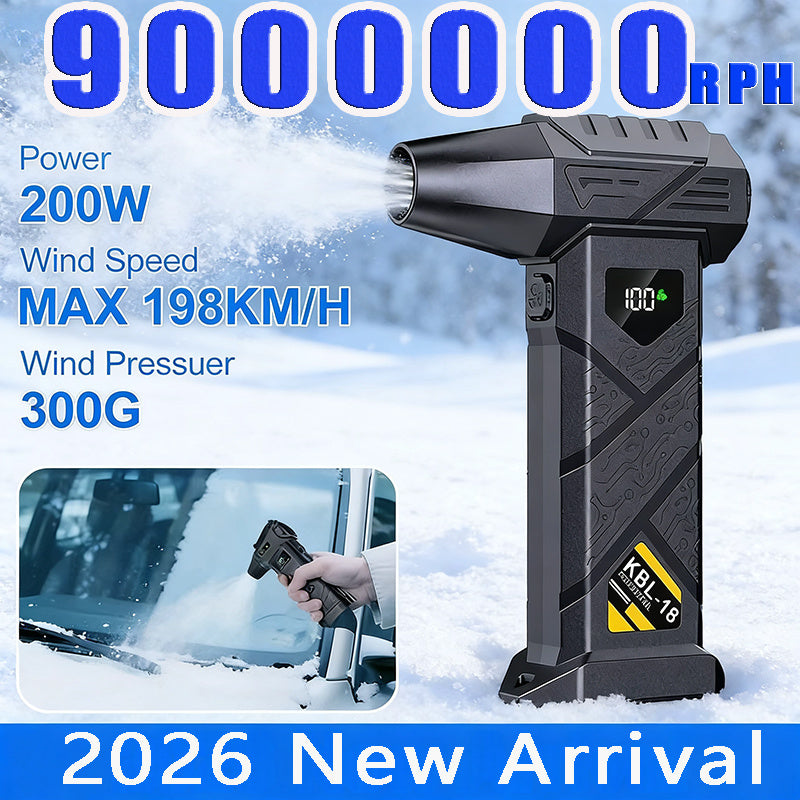 9000000RPH 3-in-1 High-Power Wind Snow Blower/Snow Remover, Portable Turbine Jet Blower, USB-C Fast Charging, 6-Speed Powerful Wind Speed Adjustment, Suitable for Dust Removal (Car/Computer), Snow Pile Clearing, and Leaf Blowing, Cooling