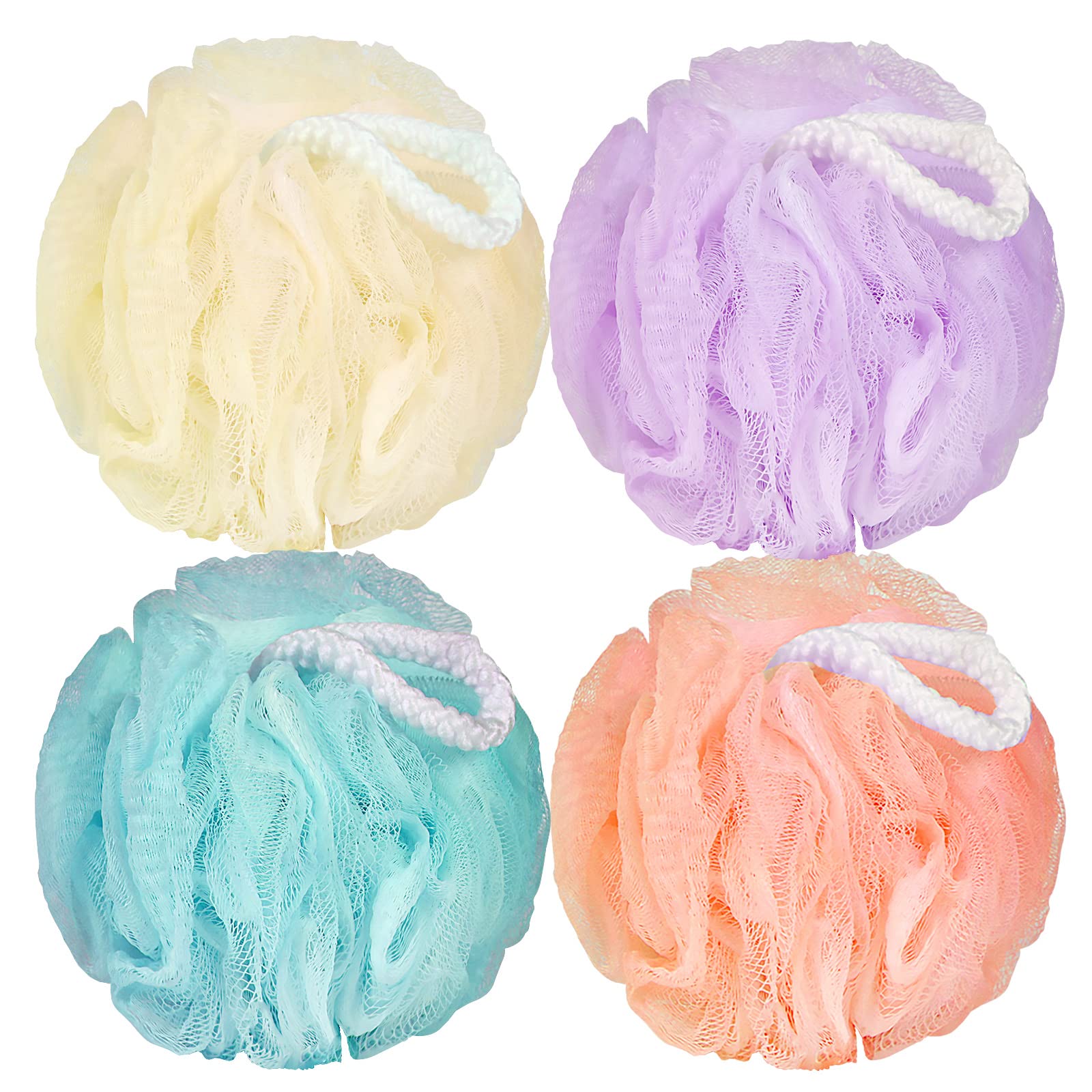 FARMOGA Bath Loofah Sponge Back Scrubber Shower Sponge Soft Mesh Exfoliator Pouf Shower Ball Bath Sponges for Women and Men Bath Accessories