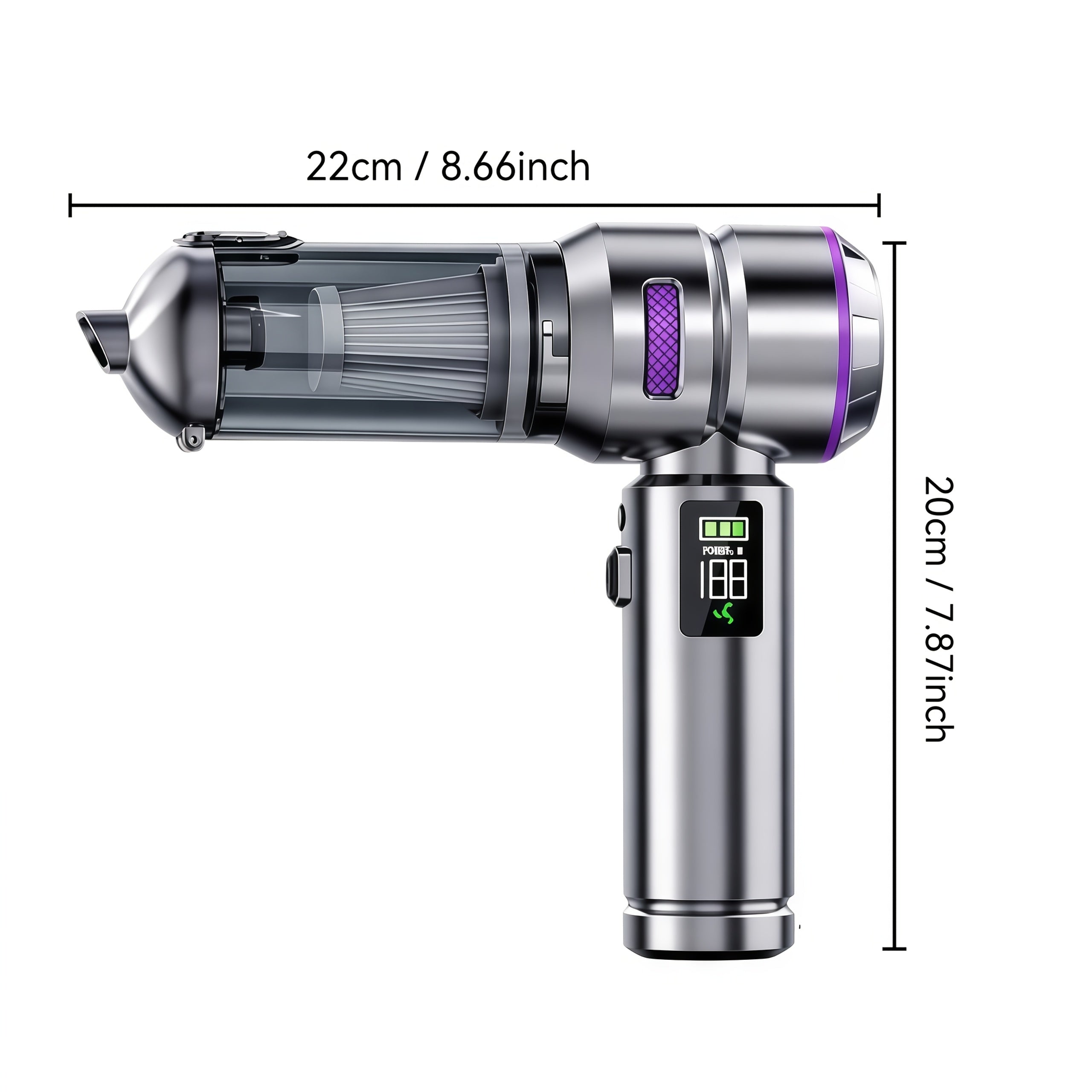 UTEK New 24000Pa Handheld Car Vacuum Cleaner, Vacuum And Blower, 100W High-Power Handheld Vacuum, Equipped with LED Light And Multiple Nozzles, Suitable for Car, Home, Office, Pet Care, Santa Claus Christmas Gift
