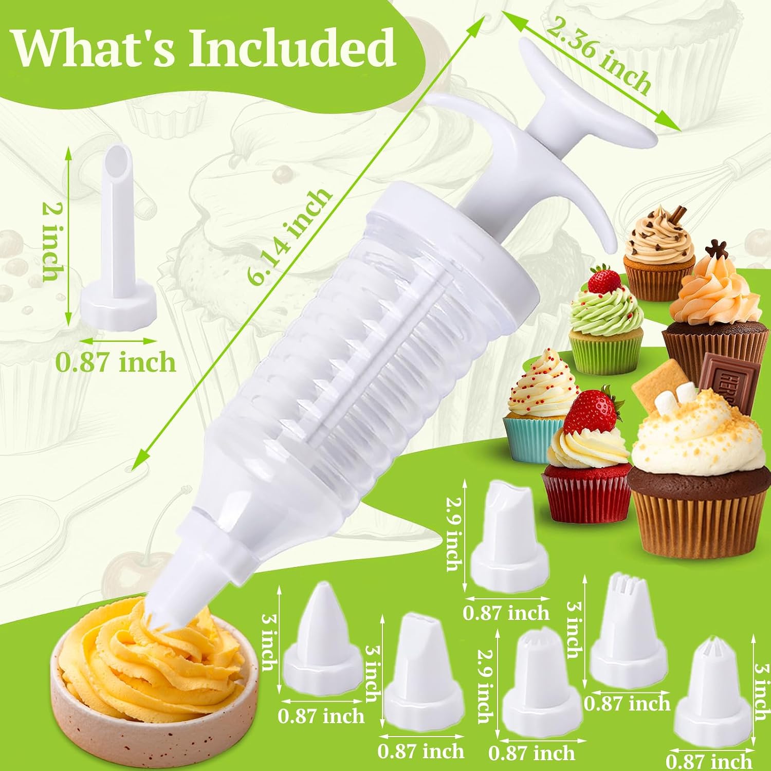 Suuker Cake Decorating Gun, White | 8 Piping Tips, Cupcake Icing Piping Kit, Cupcake Injector, Decorating Icing Set