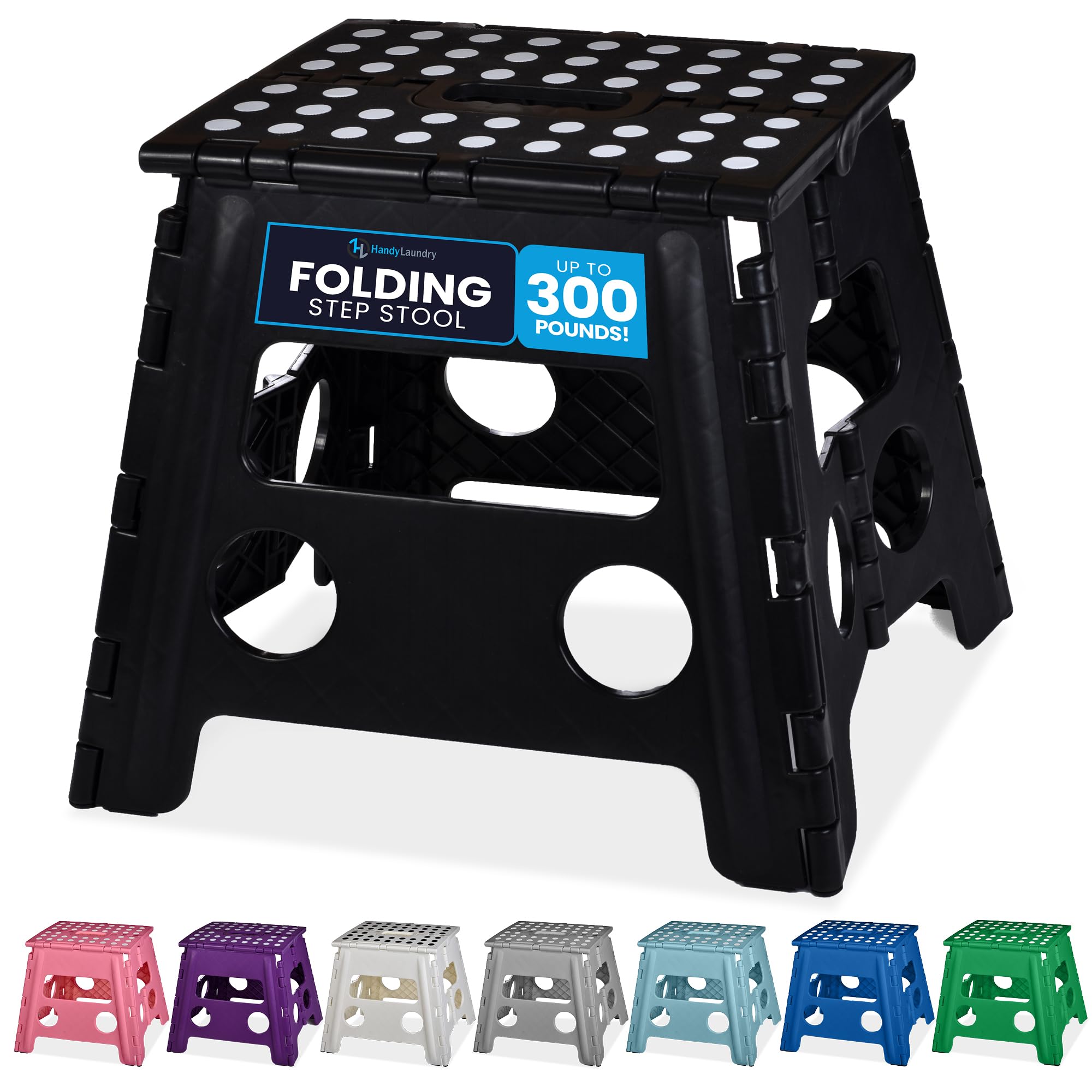 Handy Laundry Folding Lightweight Step Stool - Sturdy Enough to Support Adults - Opens Easy with One Flip - Great for Kitchen, Bathroom or Bedroom (Grey - 13 inch)