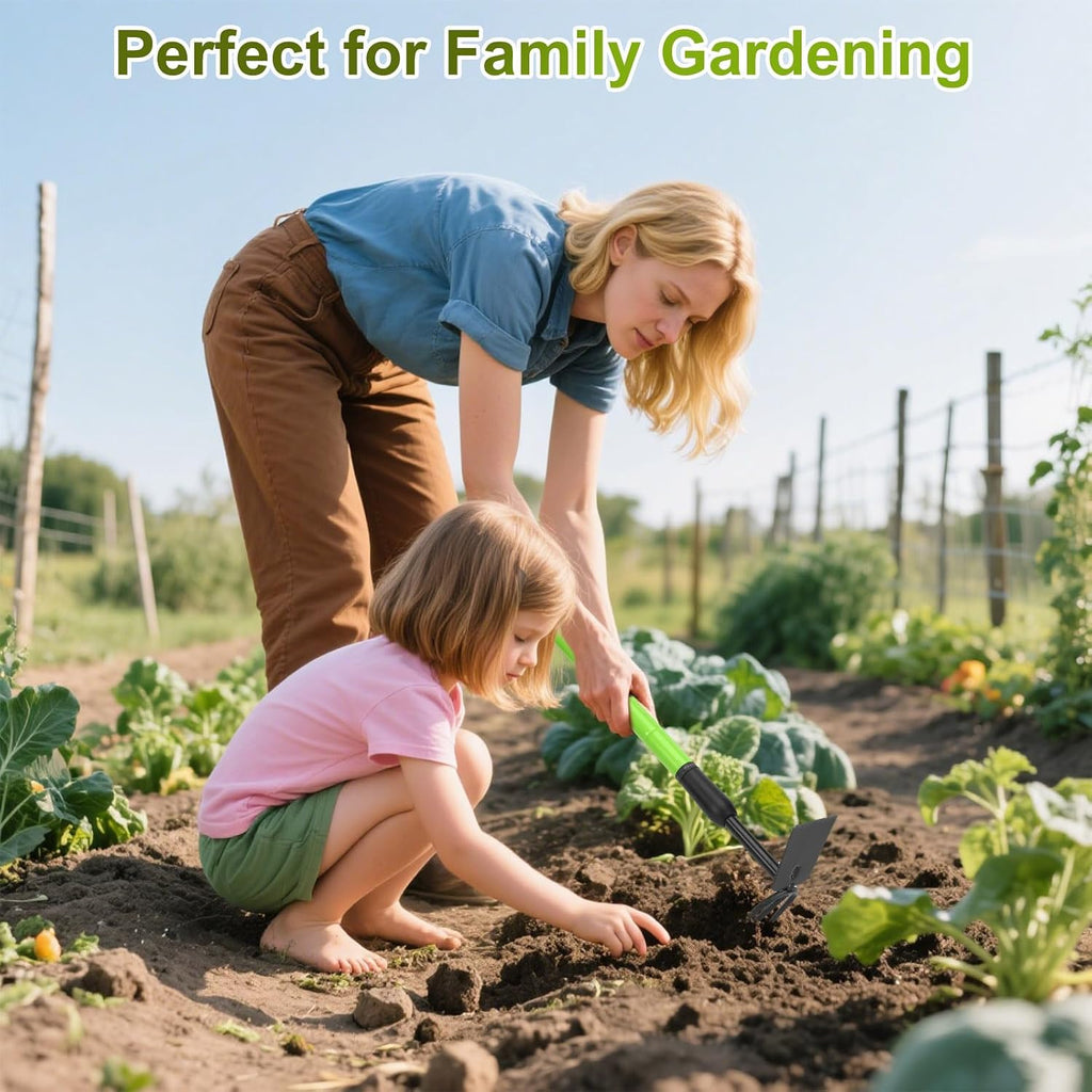 Garden Hoe for Women & Seniors, Lightweight Telescoping Dual Head Weeder with Adjustable Handle, Rust Resistant for Raised Beds, Flower Pots & Container Gardening - Easy to Use, Back-Friendly