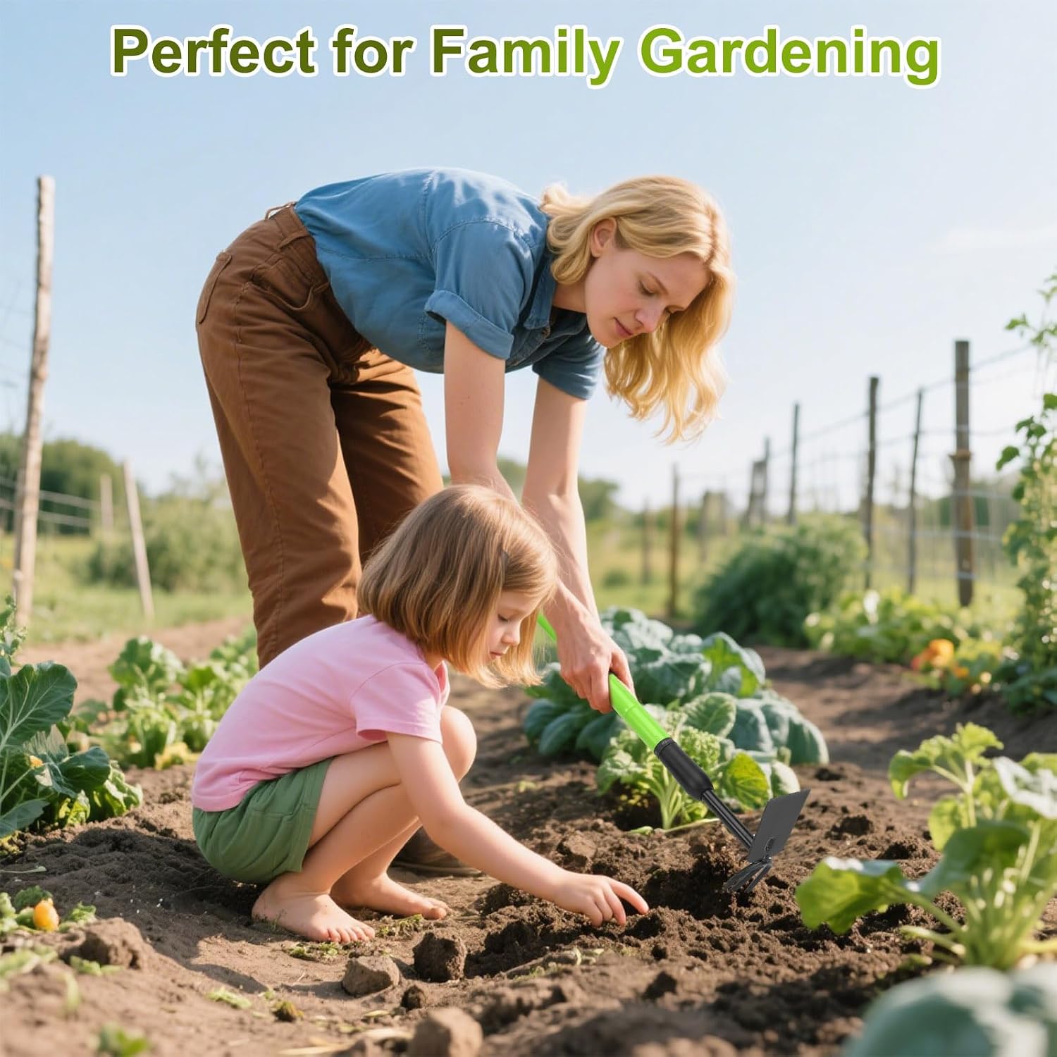 Garden Hoe for Women & Seniors, Lightweight Telescoping Dual Head Weeder with Adjustable Handle, Rust Resistant for Raised Beds, Flower Pots & Container Gardening - Easy to Use, Back-Friendly