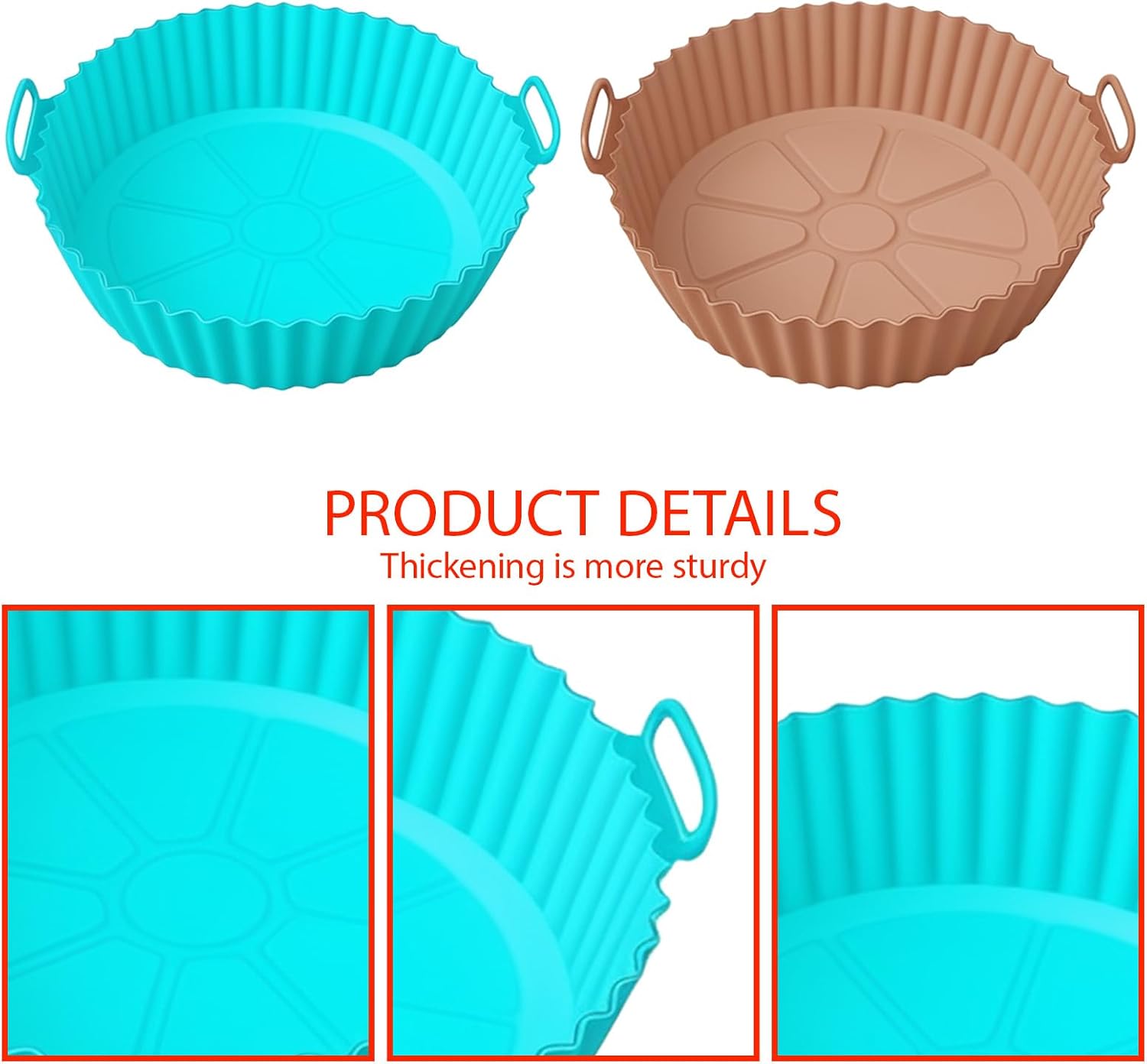 Silicone Air Fryer Liners Compatible with Ninja AF101 4QT AF141 5QT AF150 AF161 XL MAX 5.5QT and Most 3-5QT Air Fryers, Reusable Non-Stick Accessories for Ovens & Microwaves (Brown+Blue)