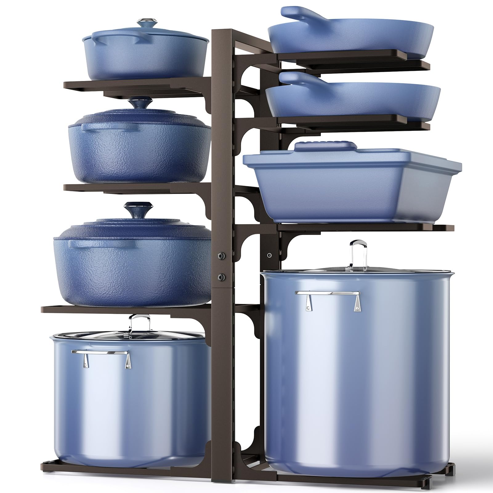 ORDORA Pots and Pans Organizer for Cabinet 16.61 Height, 8 Tier Pot Organizers Rack with 3 DIY Methods, Adjustable Pan Organizer under Cabinet Kitchen Organization and Storage