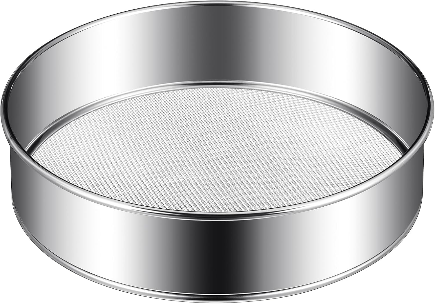 Patelai 1 Pc Stainless Steel Round Flour Sifter Sieve Fine Mesh for Bake Decorate Cakes, Pies, Pastries, Cupcakes (8 Inch 60 Mesh)