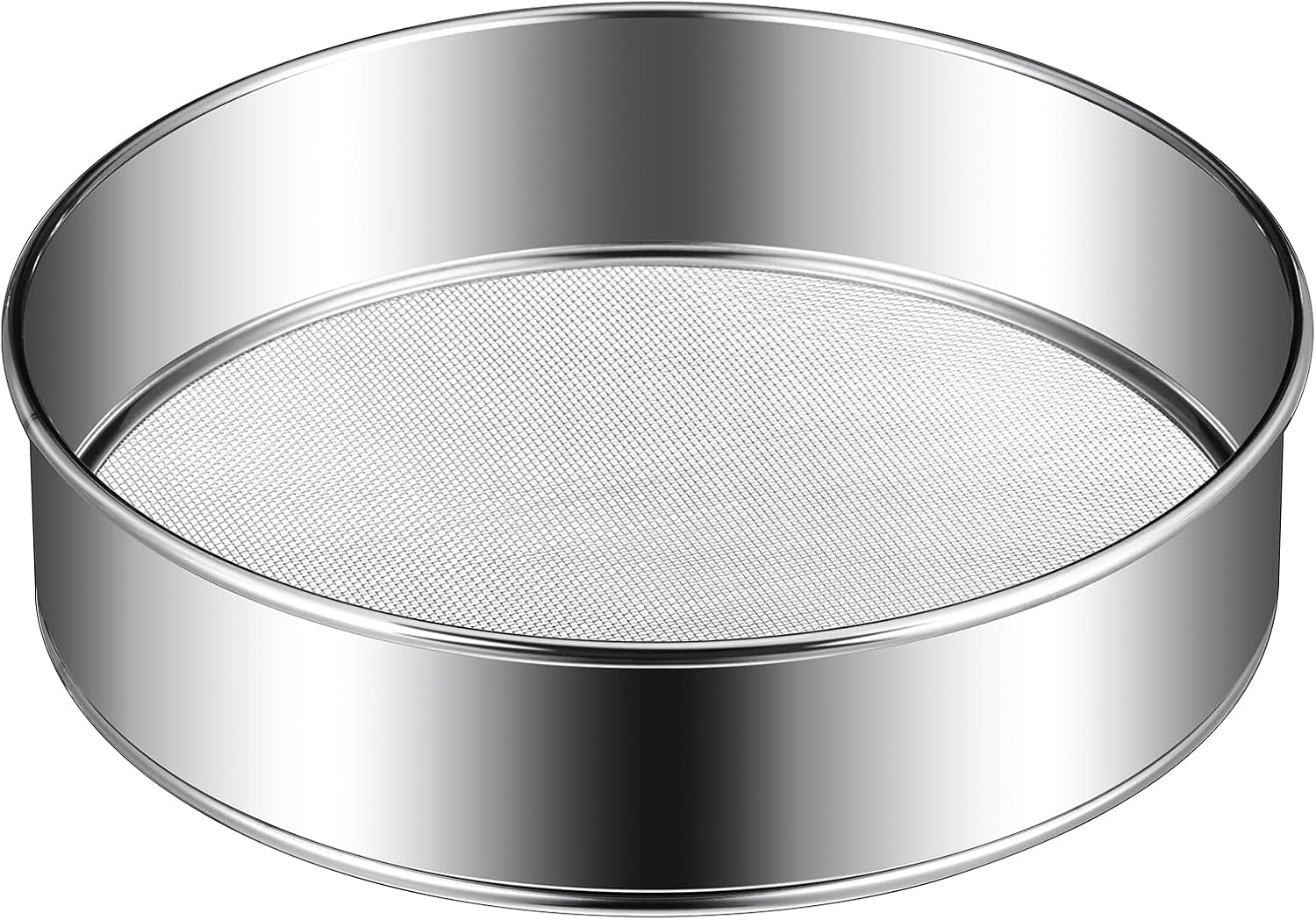 Patelai 1 Pc Stainless Steel Round Flour Sifter Sieve Fine Mesh for Bake Decorate Cakes, Pies, Pastries, Cupcakes (8 Inch 60 Mesh)