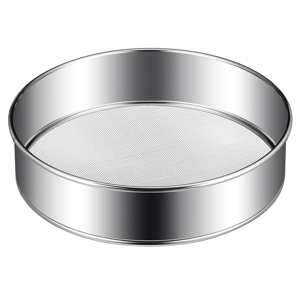 Patelai 1 Pc Stainless Steel Round Flour Sifter Sieve Fine Mesh for Bake Decorate Cakes, Pies, Pastries, Cupcakes (8 Inch 60 Mesh)