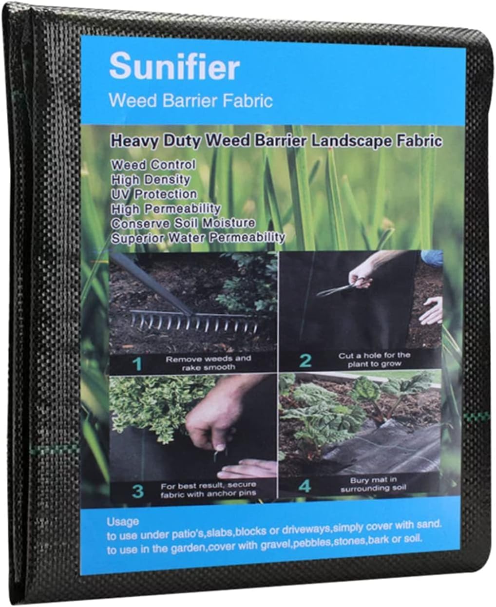 Heavy Duty Weed Barrier Landscape Fabric, Woven Geotextile Ground Cover - Premium Weed Control Mat for Garden Beds, Driveways & Landscaping(1.3ft x 50ft)