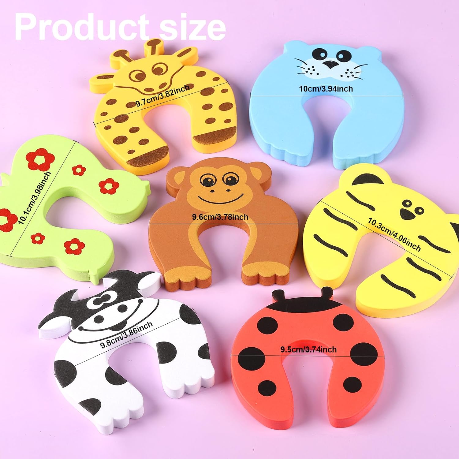 Door Stoppers,7Pcs Baby Proofing Corner Protector | Baby Cartoon Animal Door Stop Soft Foam Cushion Baby Finger Protector,Prevent Child or Pet from Getting Locked in Room