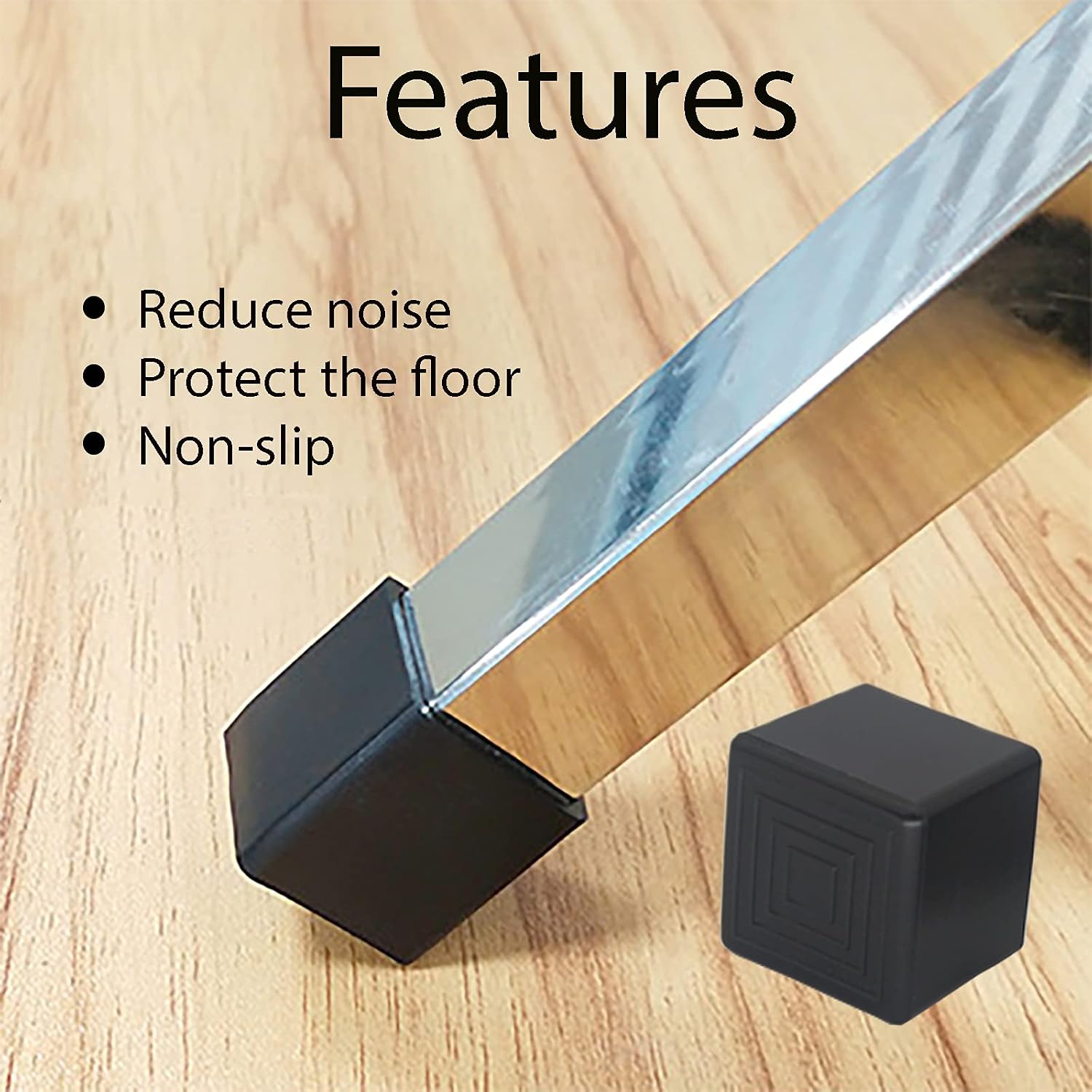 12Pcs 1"x1" (25mmx25mm) Square Rubber Chair Leg Tips Caps, Chair Table Leg Covers Floor Protectors, Chair Leg End Caps for Furniture, Table