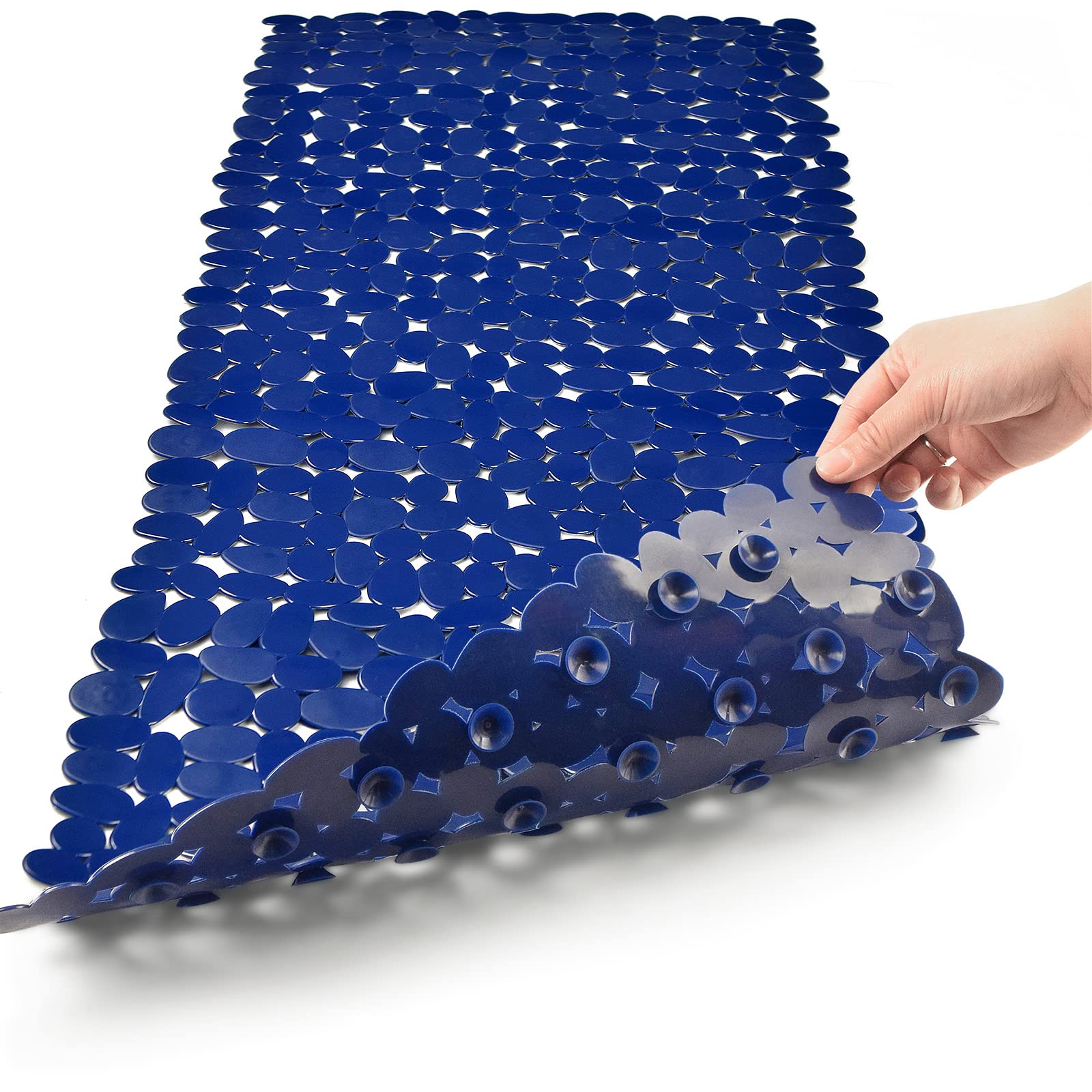 SONGZIMING Pebble Bath Mat for Bathtub to Anti Slip Bathtub Mat in Shower with 16 Inches by 35 Inches (Clear Blue)