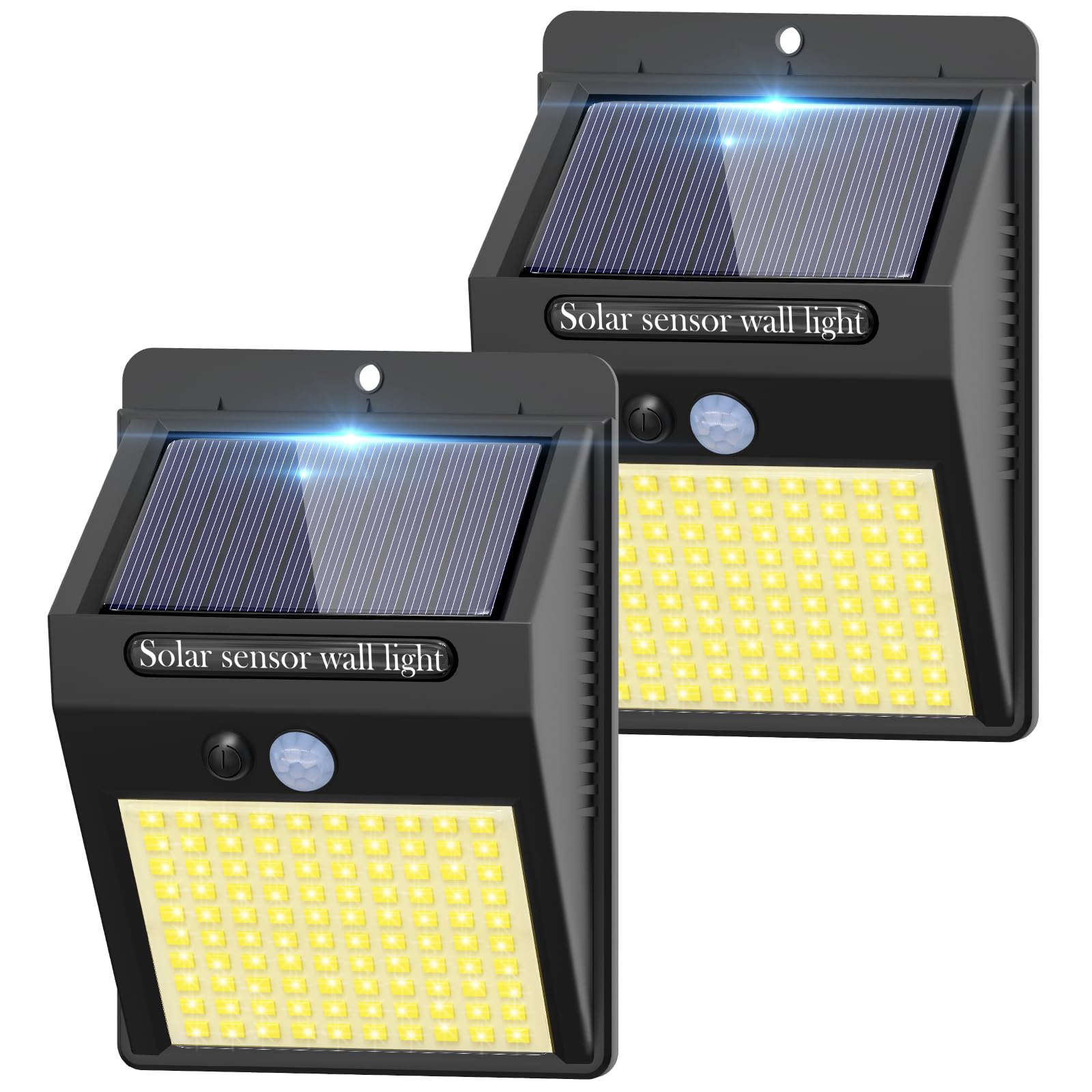 2 Pack Outdoor Solar Motion Lights - 3 Modes/100LED Wireless, IP65 Waterproof Solar Security Lights with Motion Sensor for Front Door, Backyard, Garage, Deck