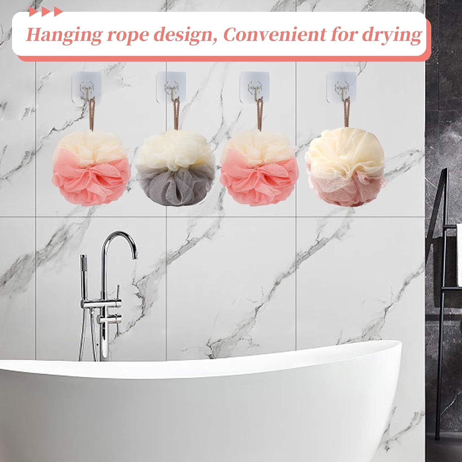 FARMOGA Bath Loofah Sponge Back Scrubber Shower Sponge Soft Mesh Exfoliator Pouf Shower Ball Bath Sponges for Women and Men Bath Accessories