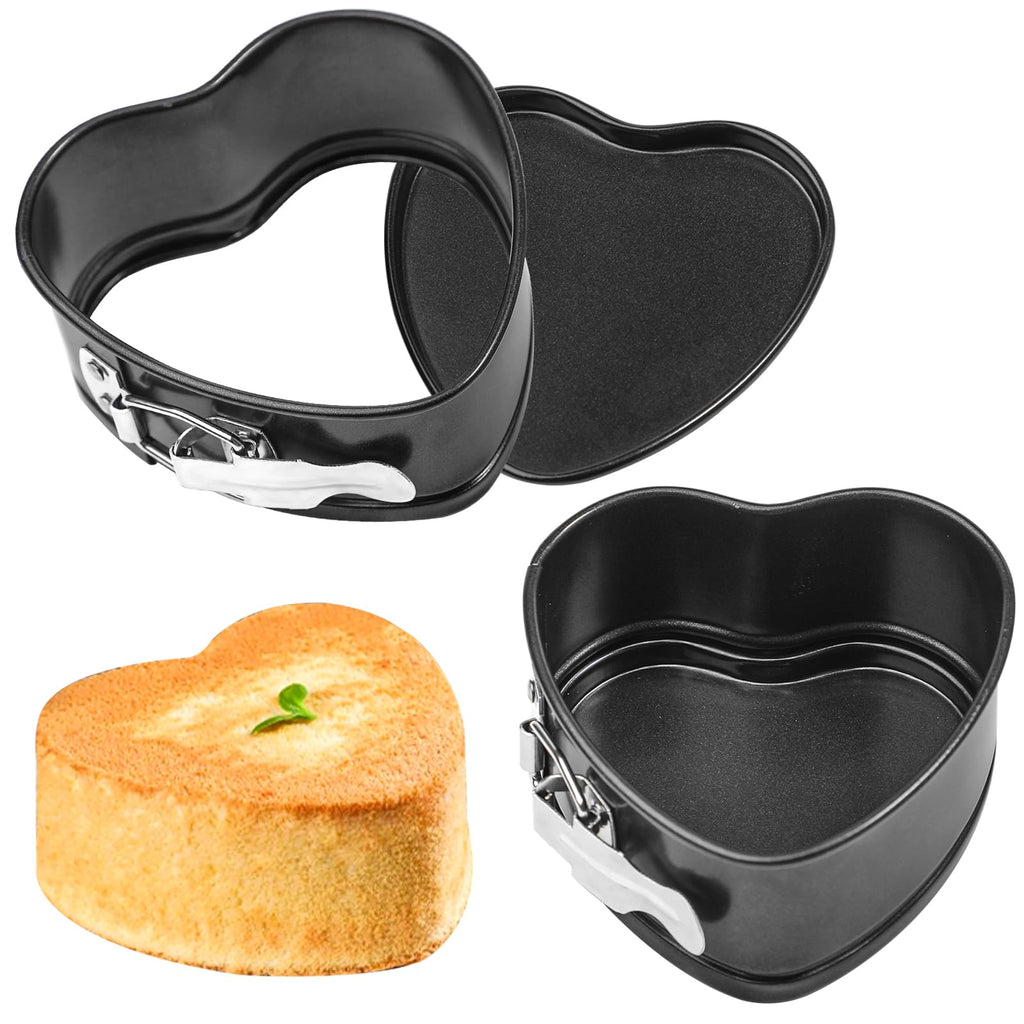 Webake 9in Heart Shaped Nonstick Springform Pan, Ideal for Cheesecakes, Quiches, Black