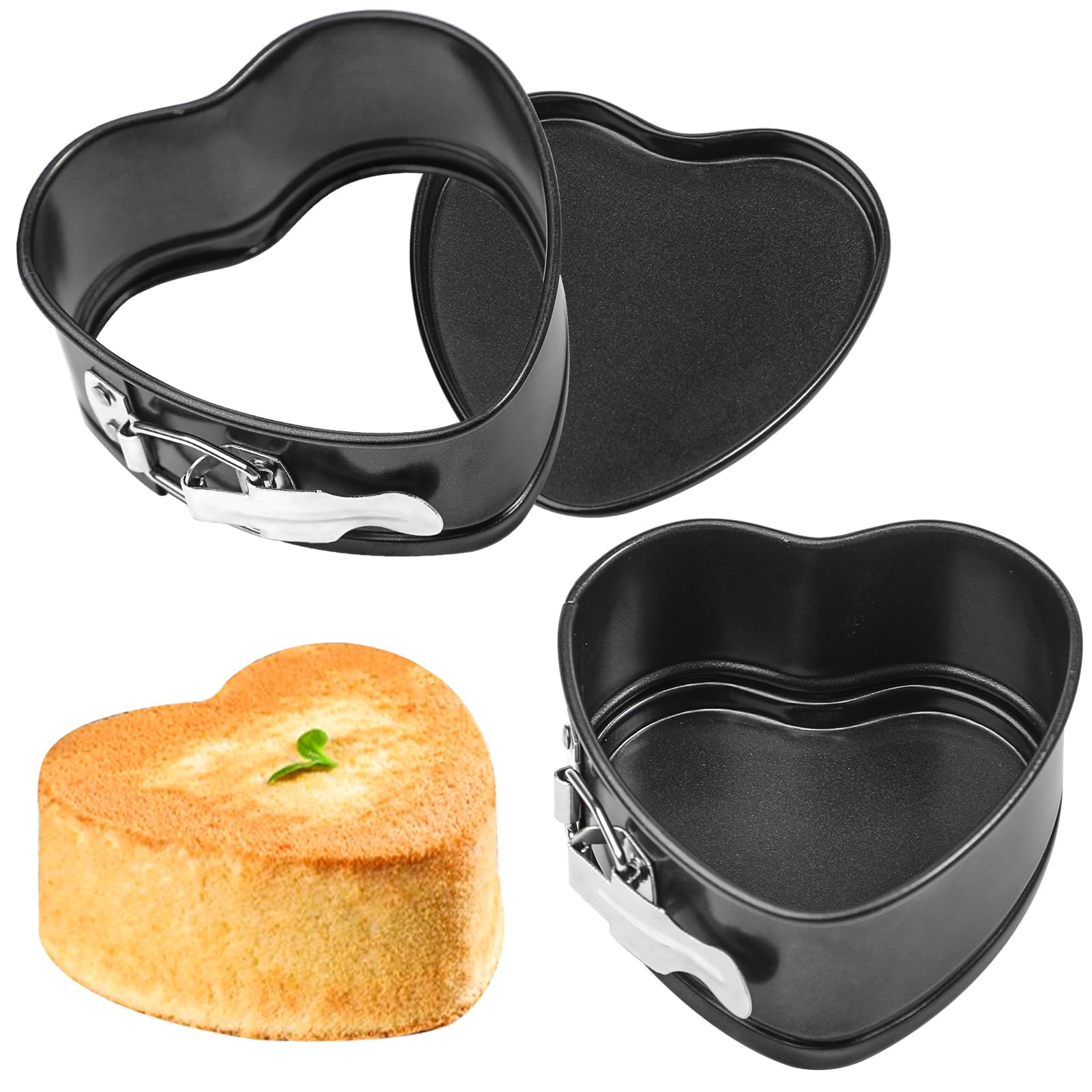 Webake 9in Heart Shaped Nonstick Springform Pan, Ideal for Cheesecakes, Quiches, Black
