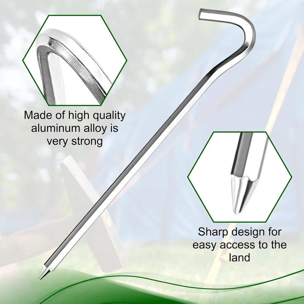 20Pcs 7" Tent Pegs Ground Stakes, Metal Stakes, Camping Peg for Pitching Camping, Camping, Outdoor Decoration