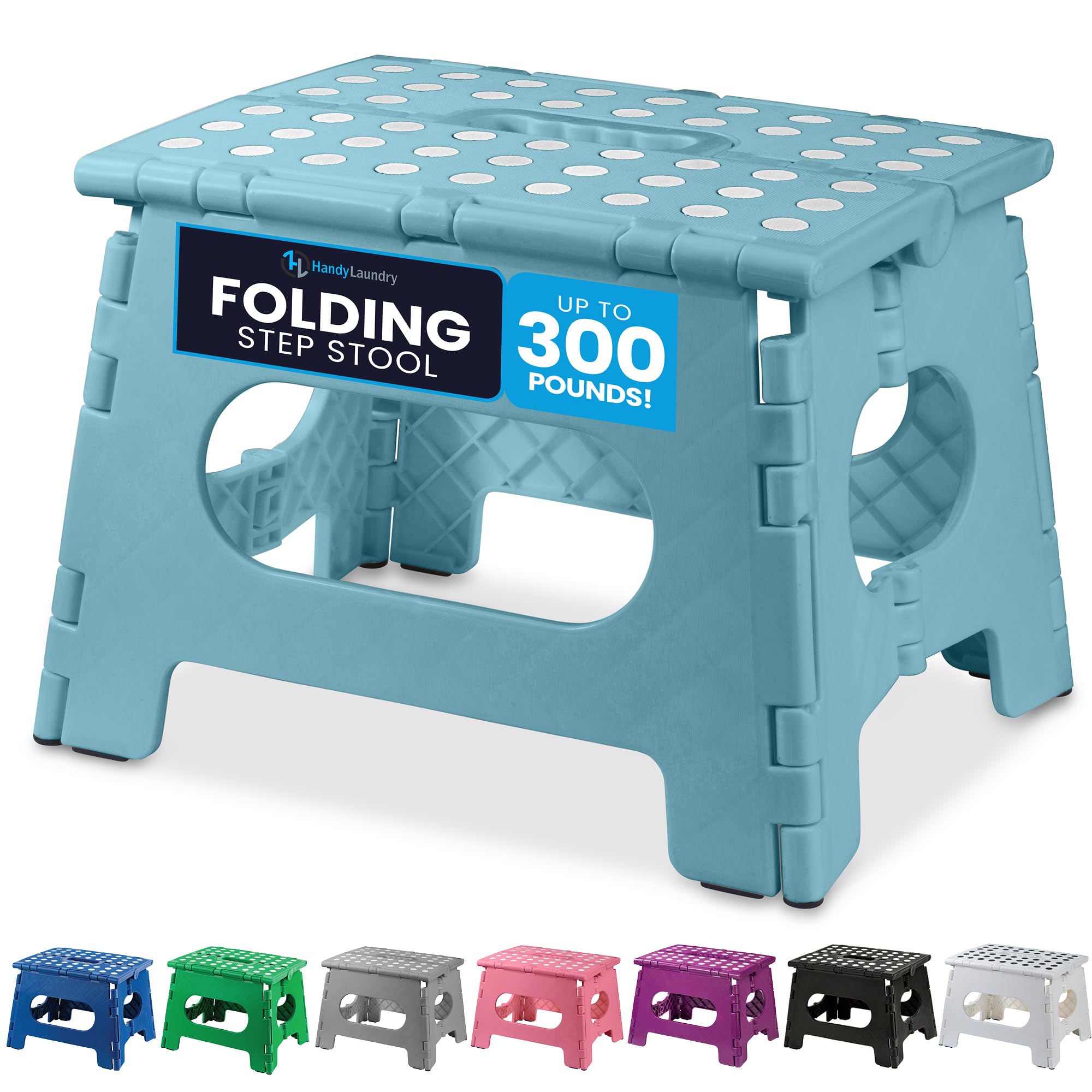 Handy Laundry Folding Lightweight Step Stool - Sturdy Enough to Support Adults - Opens Easy with One Flip - Great for Kitchen, Bathroom or Bedroom (Grey - 13 inch)