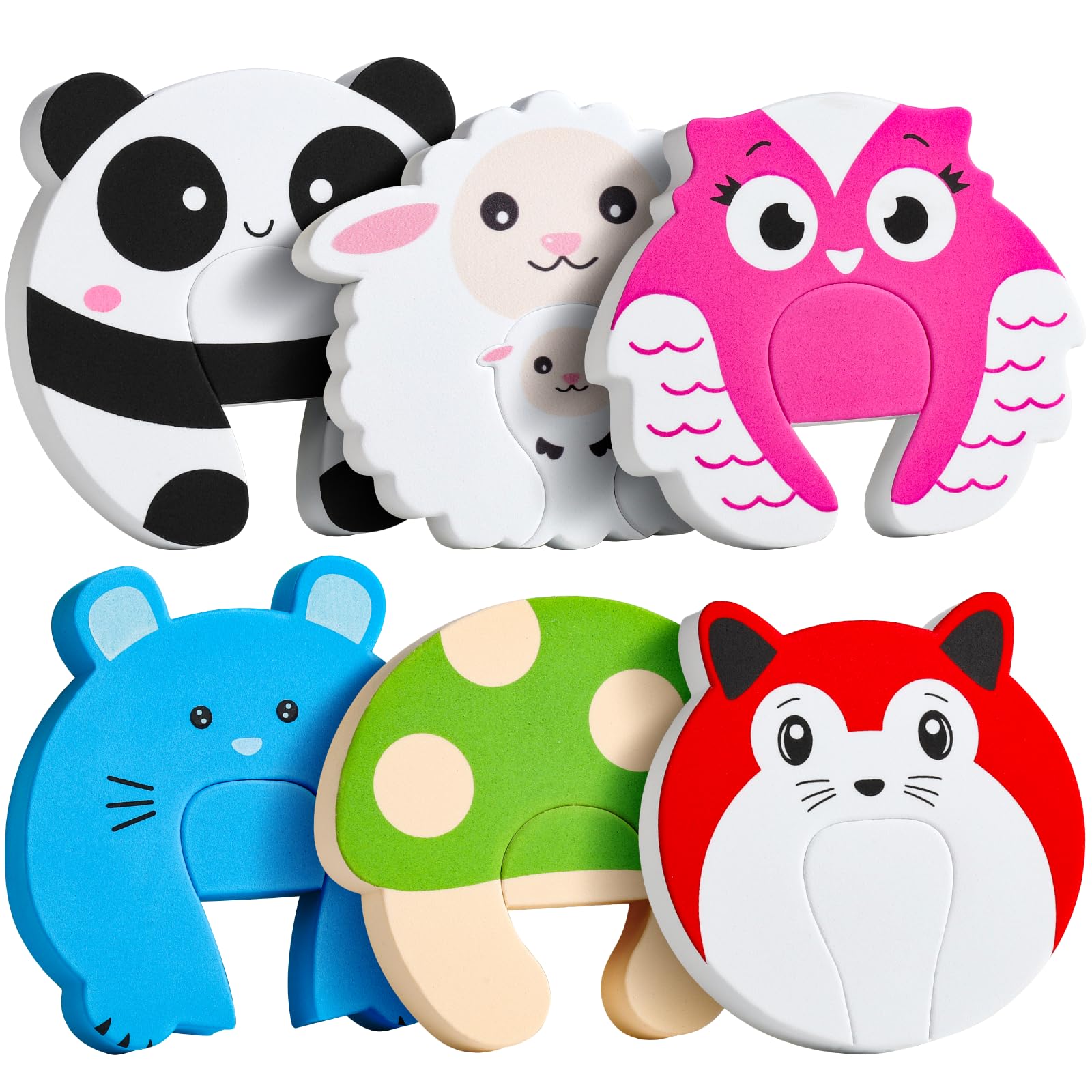 Door Stoppers,7Pcs Baby Proofing Corner Protector | Baby Cartoon Animal Door Stop Soft Foam Cushion Baby Finger Protector,Prevent Child or Pet from Getting Locked in Room