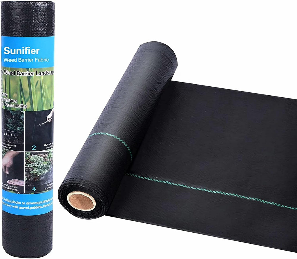 Heavy Duty Weed Barrier Landscape Fabric, Woven Geotextile Ground Cover - Premium Weed Control Mat for Garden Beds, Driveways & Landscaping(1.3ft x 50ft)