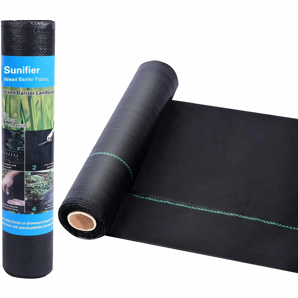 Heavy Duty Weed Barrier Landscape Fabric, Woven Geotextile Ground Cover - Premium Weed Control Mat for Garden Beds, Driveways & Landscaping(1.3ft x 50ft)