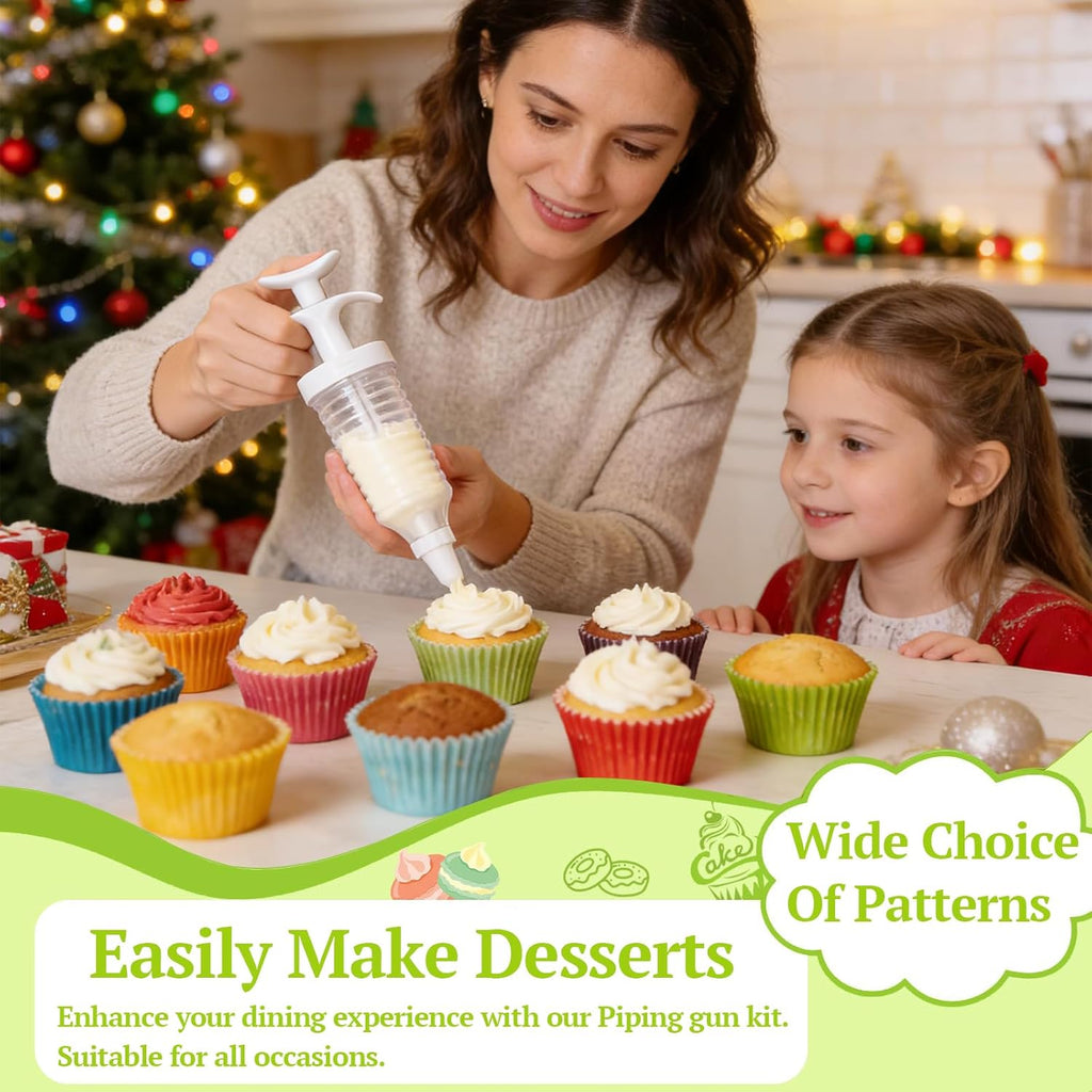 Suuker Cake Decorating Gun, White | 8 Piping Tips, Cupcake Icing Piping Kit, Cupcake Injector, Decorating Icing Set