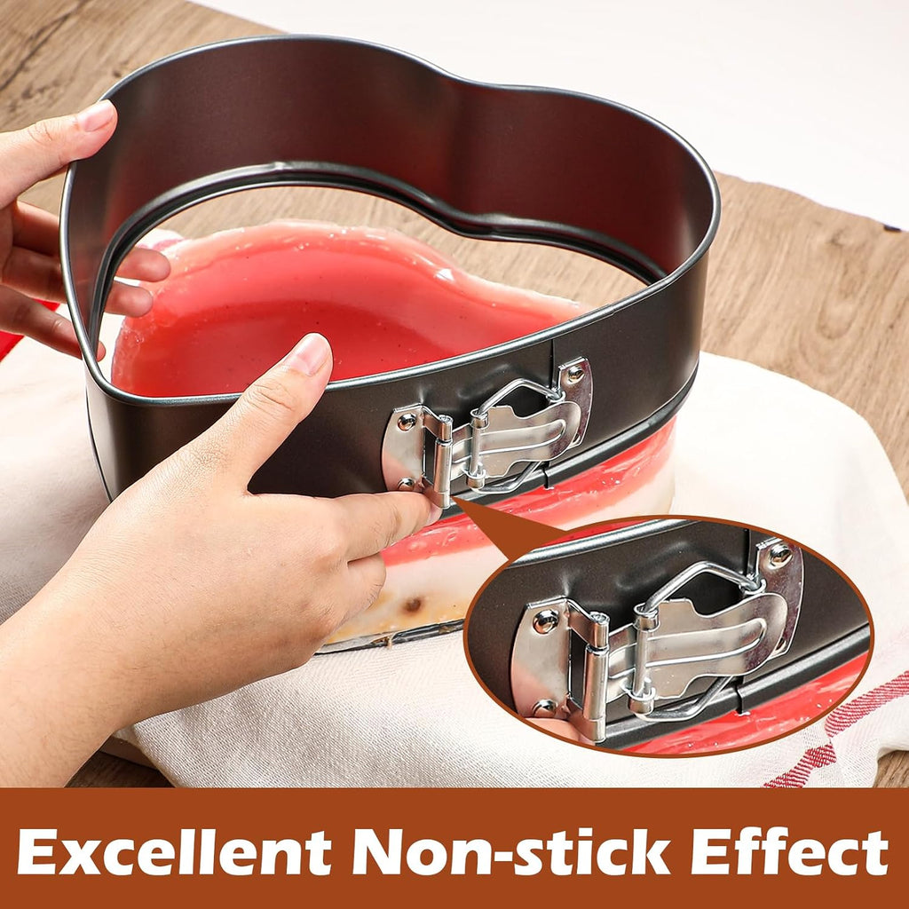 Webake 9in Heart Shaped Nonstick Springform Pan, Ideal for Cheesecakes, Quiches, Black