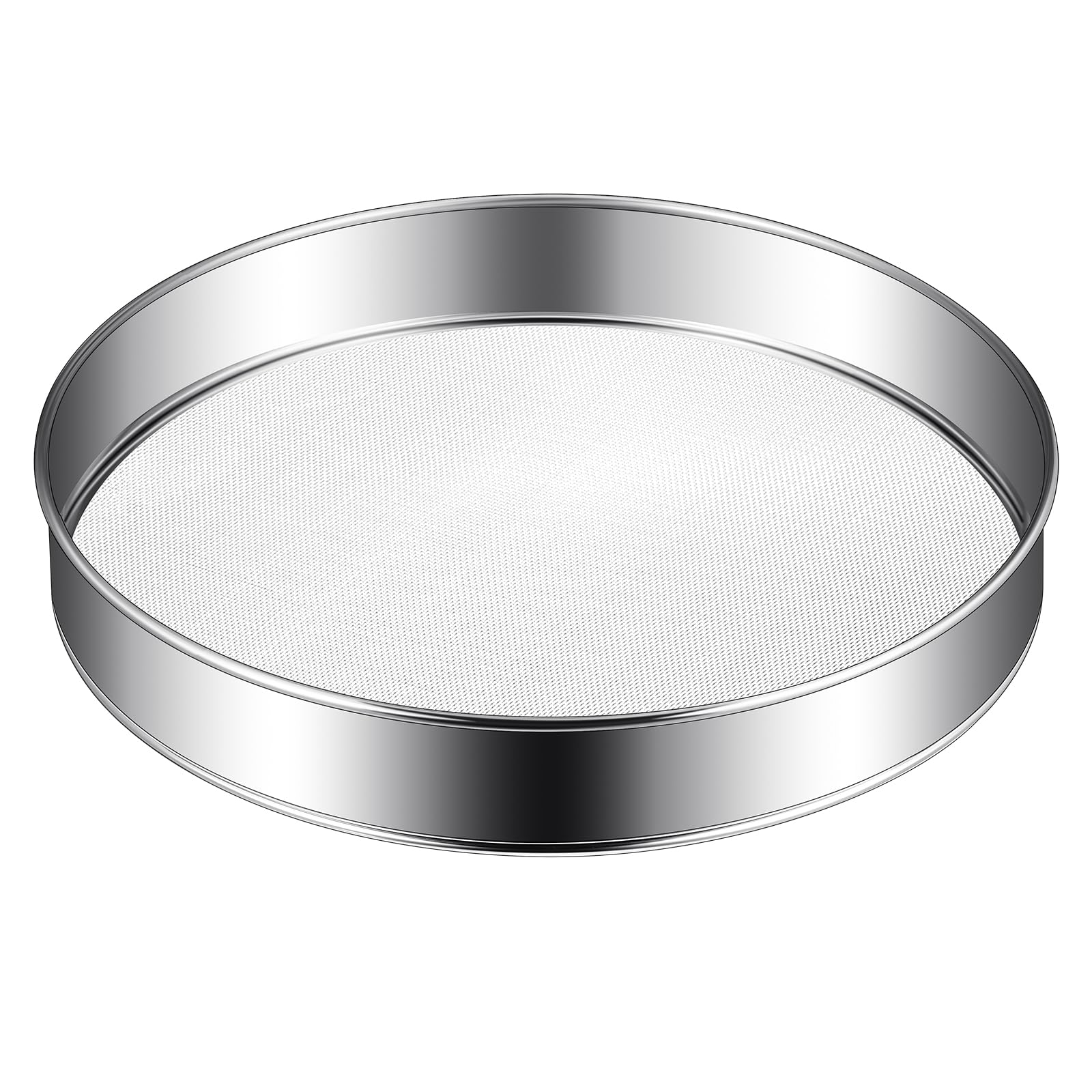 Patelai 1 Pc Stainless Steel Round Flour Sifter Sieve Fine Mesh for Bake Decorate Cakes, Pies, Pastries, Cupcakes (8 Inch 60 Mesh)