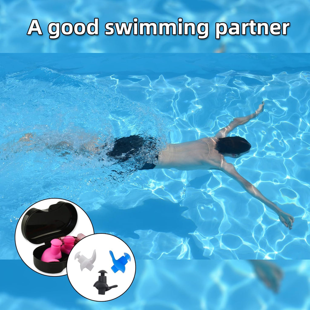 6 Set Swimming Earplugs and Swimming Nose Clips, BOSOIRSOU 6 Pairs Waterproof Silicone Reusable Ear & 6 pcs Nose Protector for Man Woman Swimmers Pool Bath Showering Surfing Kayaking