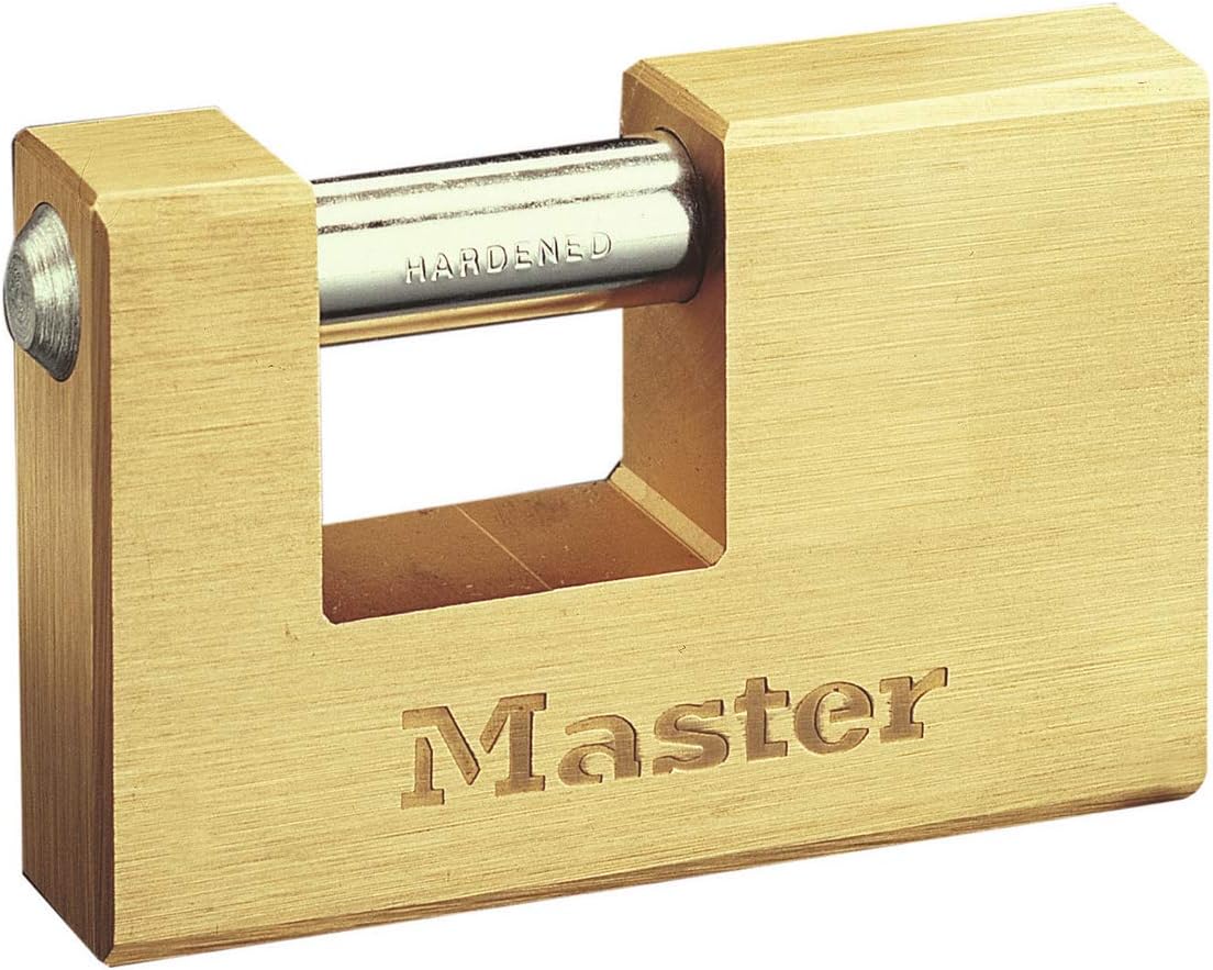 Master Lock 607EURD Rectangular Brass Padlock with Key, Gold, 7,5 x 7,6 x 1,5 cm